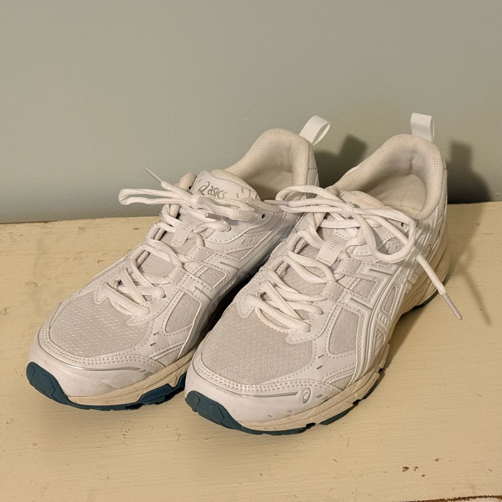 ASICS White Sneakers with Teal Soles